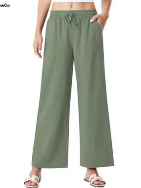 Flowy Wide Leg Palazzo Pants with Zip Pocket - Travel Casual